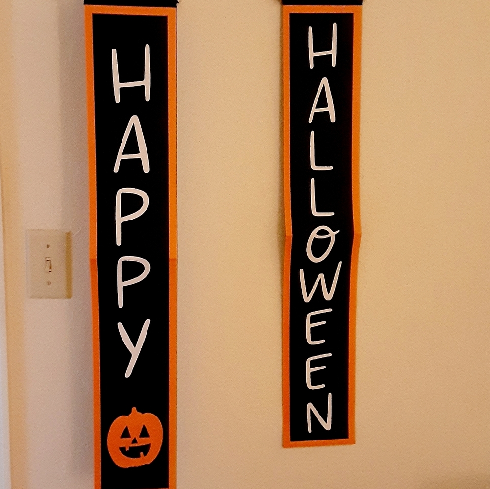 Happy Halloween Pumpkin Door Banner Sign
